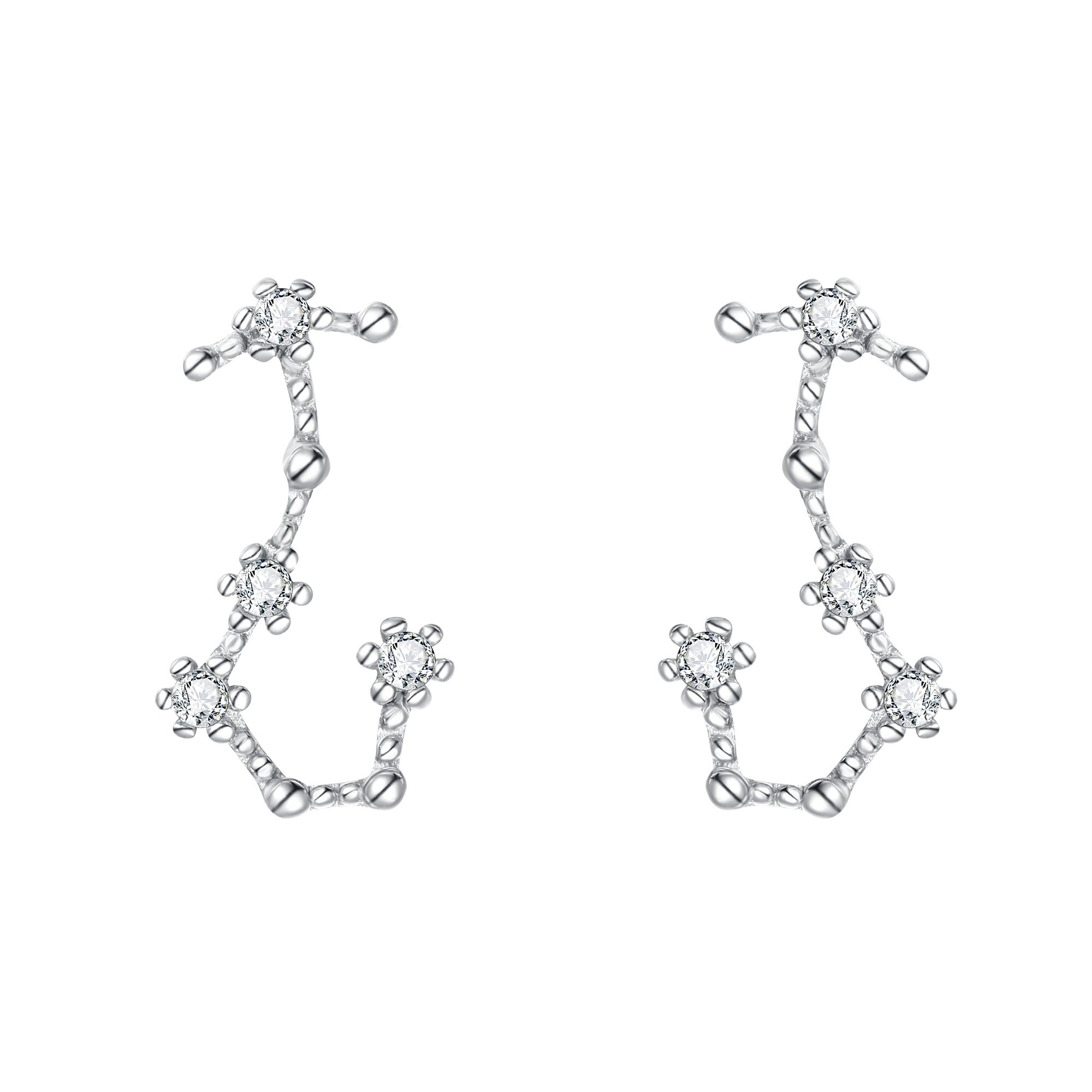 Clearine 925 Sterling Silver CZ Horoscope Zodiac Constellation Astrology Climber Stud Earrings, Scorpio Earrings for Women Girls