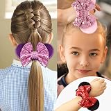 MiDoDo 6 Pack Velvet Mouse Ears Bows Hair Scrunchies Hair Ties view 6