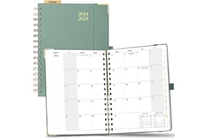 POPRUN Monthly Planner 2024-2025 Spiral Bound (6.25'' x 8.5'') 18 Months Calendar (Jul 2024 - Dec 2025) - 4 Pages per Month with Monthly Dotted Note Pages, Sunday Start, HardCover - Midnight Green
