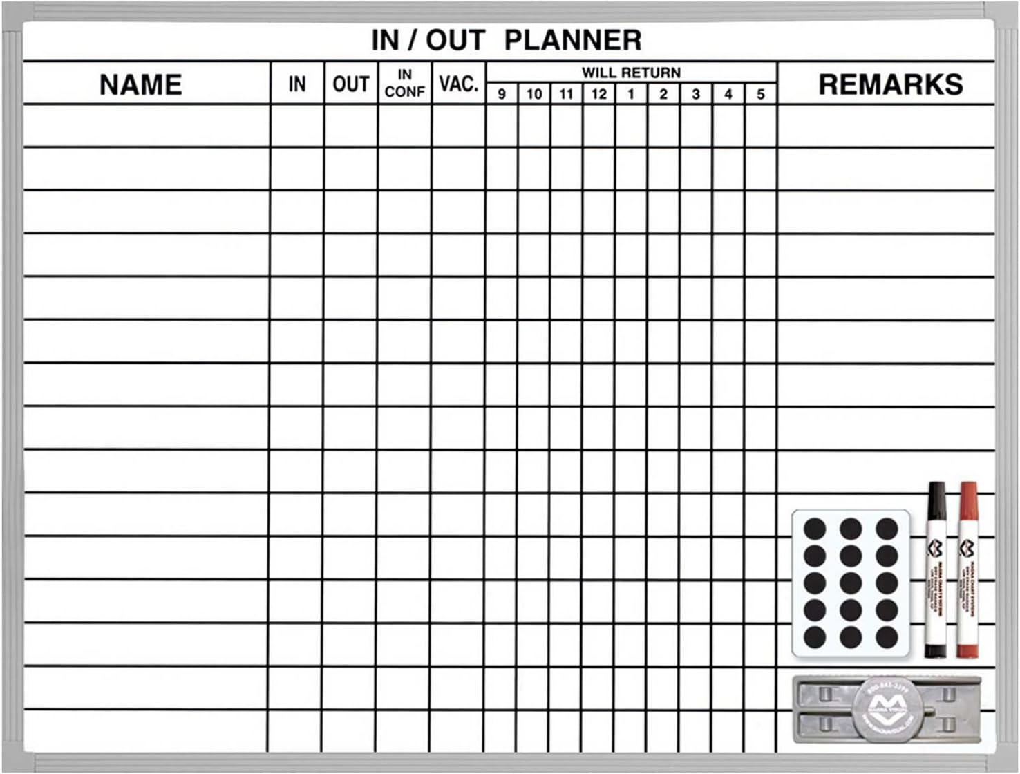 Magna Visual In/Out Planner, 18" x 24", White, 24 x 18