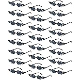 Hoteam 24 Pairs Fire Flame Sunglasses for Women Fire Flame Glasses Retro Wave Rimless Shaped Glasses for Men Party Costume