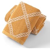 YiLUOMO White Diamond Pattern Yellow Hand Towel Set of 2 Super Soft 100% Cotton Bathroom Home Fall Decorative Highly Absorbent Hand Towels 13x 29 Inch