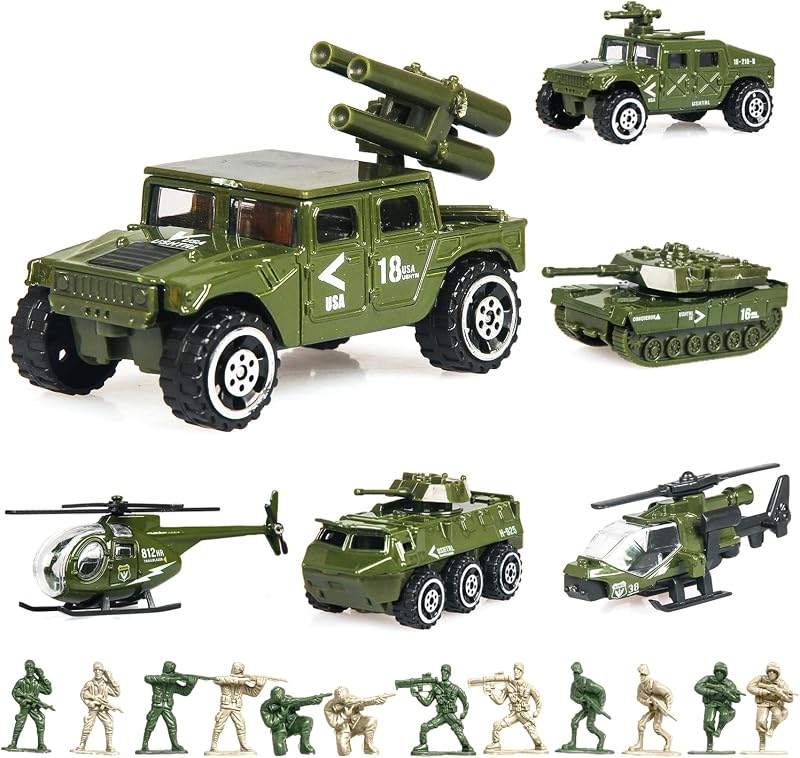 Singer's Toy 18 Pack Military Vehicles & Soldiers Die-cast Alloy Metal Army Toy