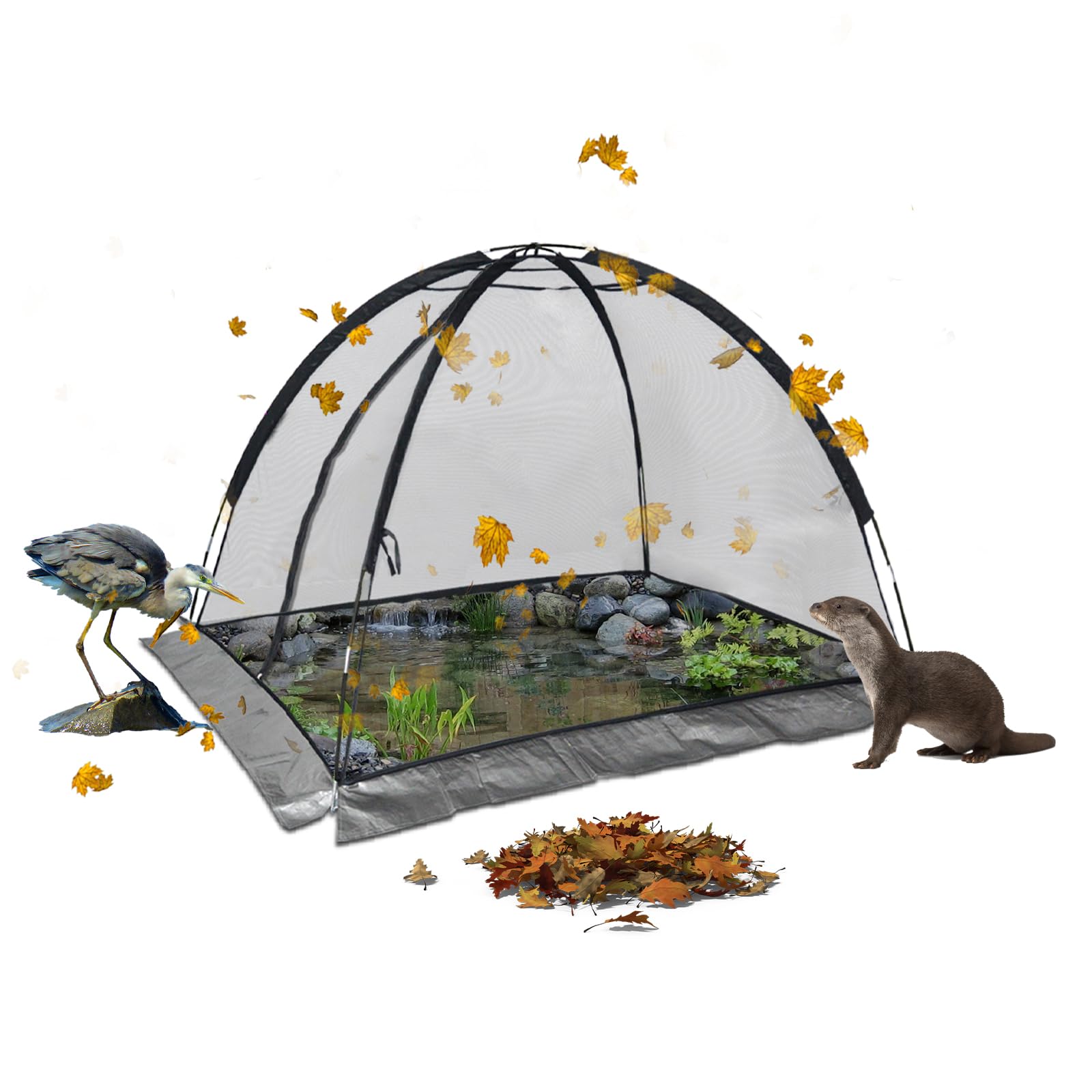 Pond Net Covers Dome for Outdoor Ponds 7X5 FT Garden Cover with Zipper & Stakes Premium Nylon Material Fish Pond Leaf Netting Cover Dome Net