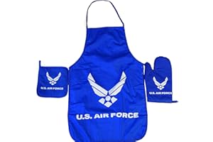 FLAGSIMP United States Air Force 3-piece Apron, Oven Mitt & Pot Holder Set