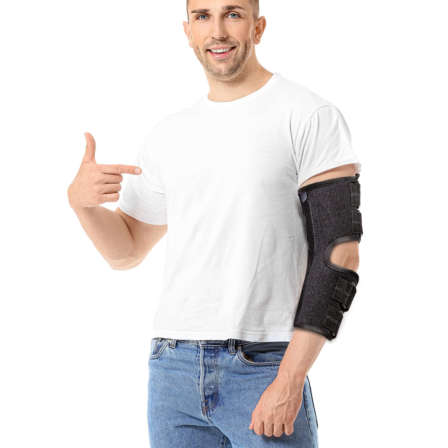 Elbow Splint Brace for Cubital Tunnel Syndrome, Adjustable Arm Ulnar Nerve Entrapment Support, Tendonitis and Arthritis Pain Relief,Post Surgery Immobilizer Medical Stabilizer,Fits Left & Right -S/M