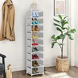 esonstyle 10 Tier Metal Shoe Rack White Vertical Organizer 66.4in tall view 9