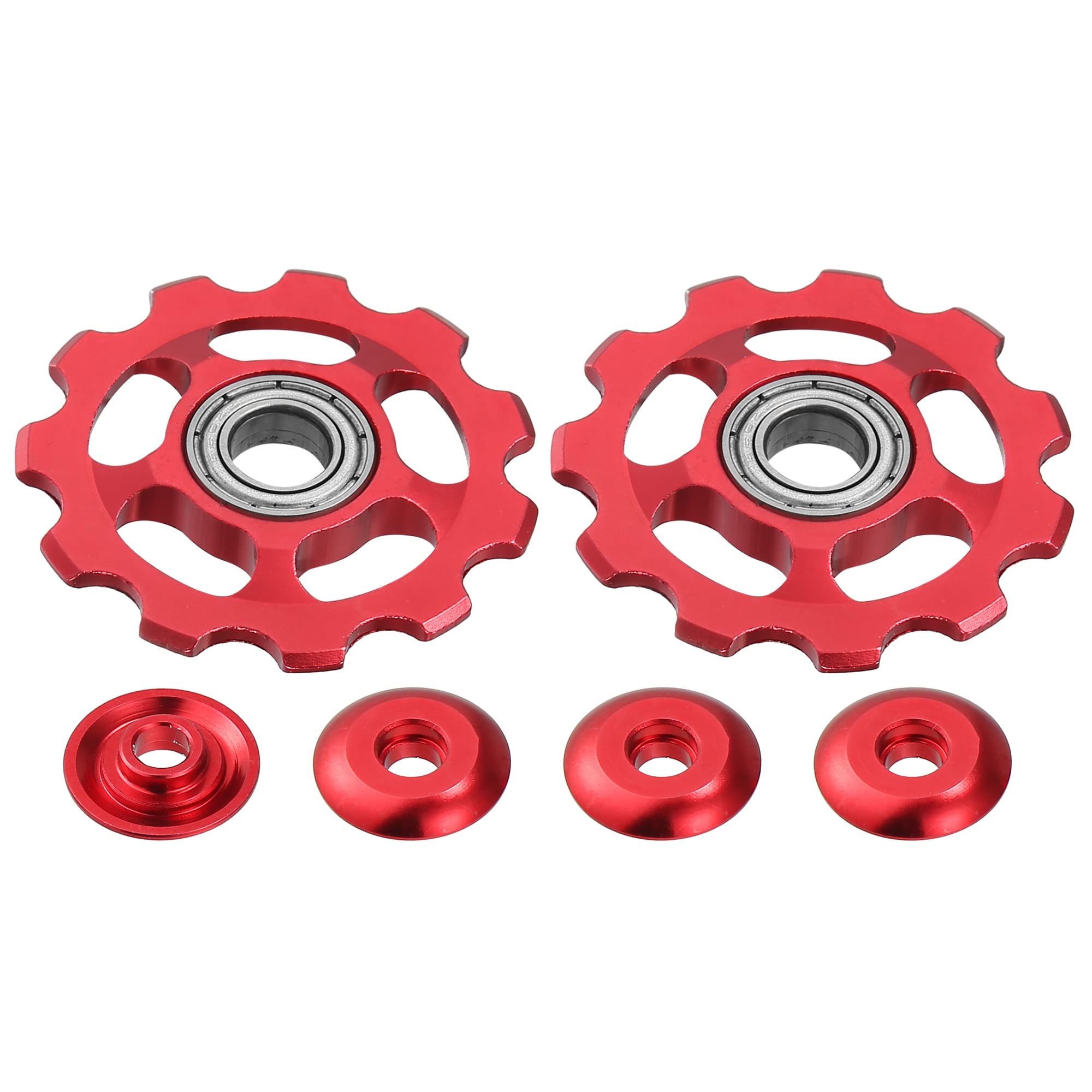X AUTOHAUX Bike Rear Derailleur Pulley Accessories for 11T Gear Red 2pcs