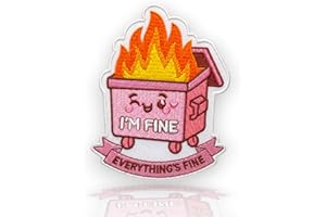 I'm Fine Everything's Fine Meme Morale Patch 3 inch, Pink Patches for Backpacks, Pink Funny Meme Design, Dumpster Fire Patch,