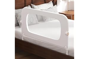 FigTime Bed Rail for Toddlers, Baby Bed Rail Guard for Kids, Toddler Bed Rails with Reinforced Anchor Fit, Height Adjustable & Foldable Bed Rail Guard for Twin, Full, Queen & King Beds (White, 32IN)