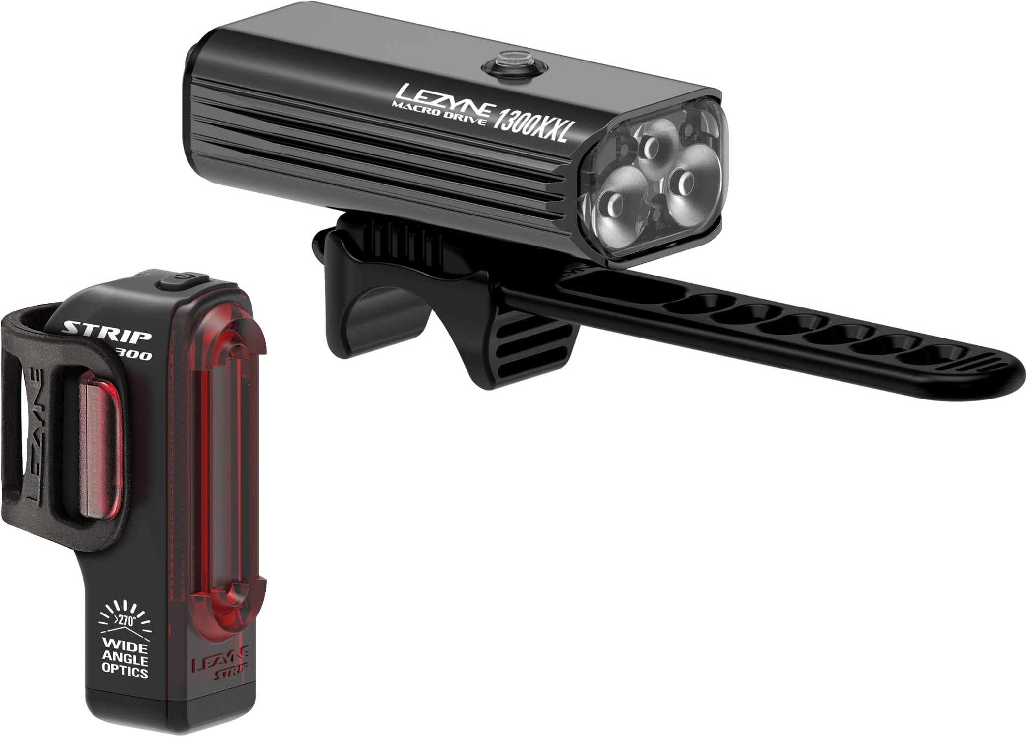 Lezyne Macro Drive 1300 XL/Strip Pro Unisex Adult USB Rechargeable LED Light - Black, One Size (Manufacturer Size: T. One Size)