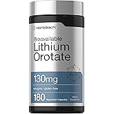 Horbäach Lithium Orotate 130mg | 180 Capsules | Non-GMO, Gluten Free, Vegan | 5mg Bioavailable Elemental Lithium