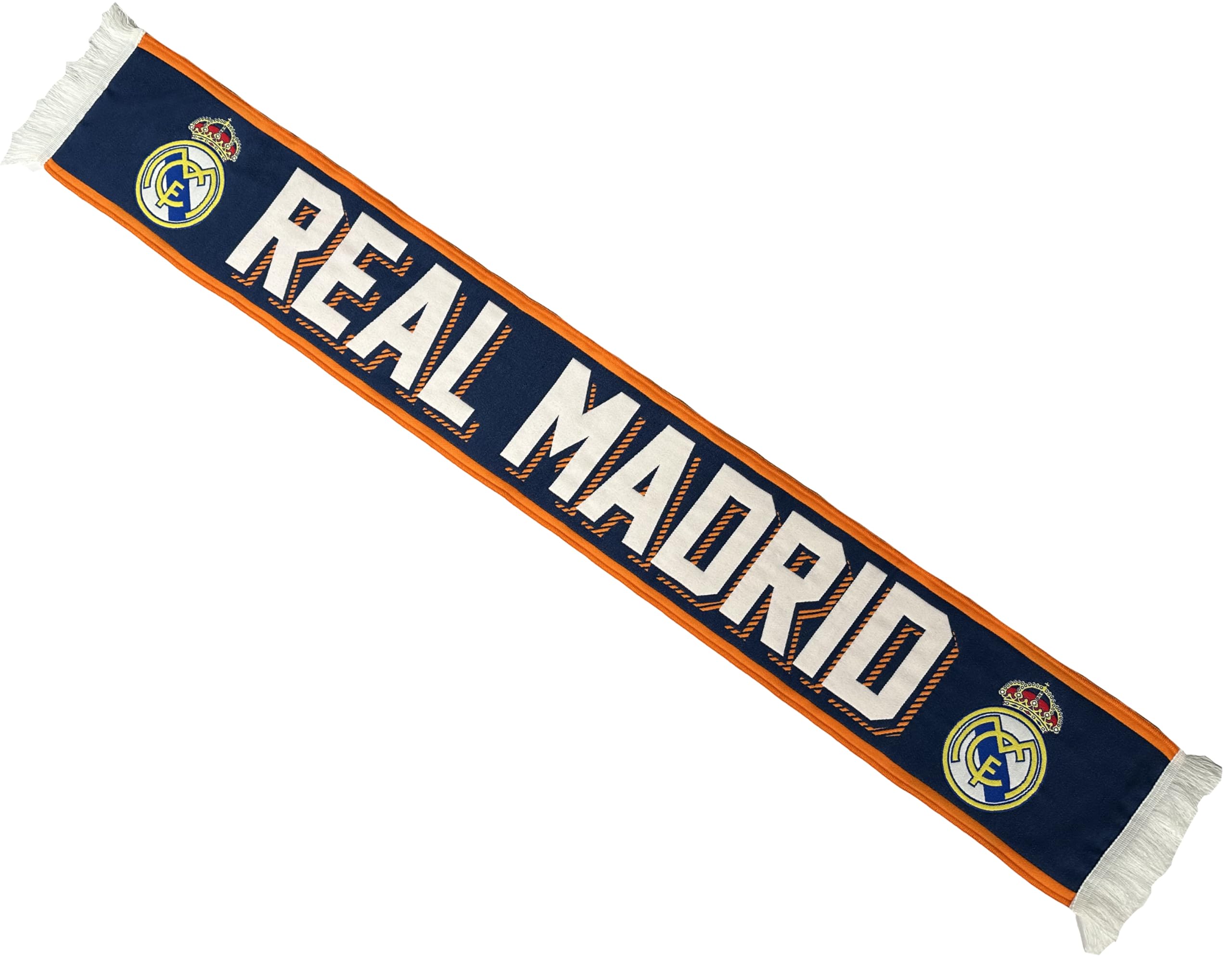 Real Madrid Real Scarf – Official Collection 140 cm, Navy Blue and Orange, 140 cm