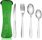 Acehome Stainless Steel Cutlery Set with Neoprene Case 4 Pcs Green view 1