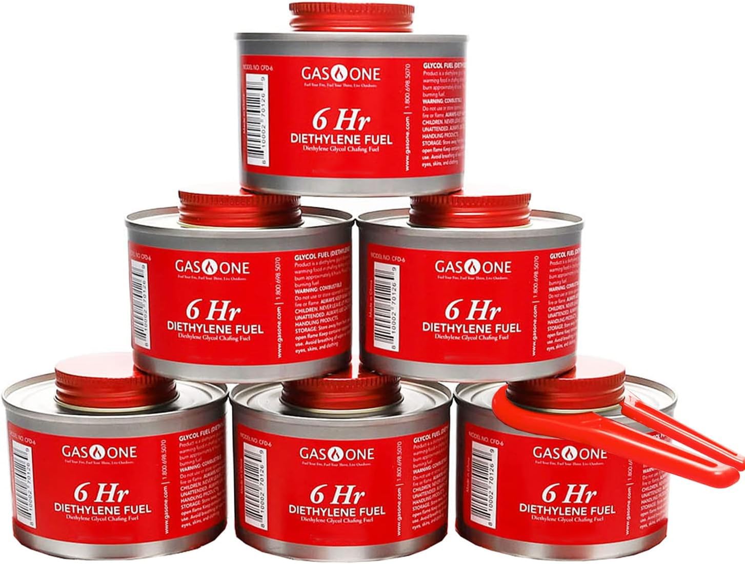 Photo 1 of Gas One 5 pack 6 Hour Chafing Fuel - Food Warmer for Chafing Dish Buffet Set - Liquid Safe Fuel With Wick & Lid Opener for Chafing Dish