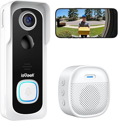 ieGeek Doorbell Camera Wireless 2K HD Video Doorbell with Chime 2.4GHz WiFi