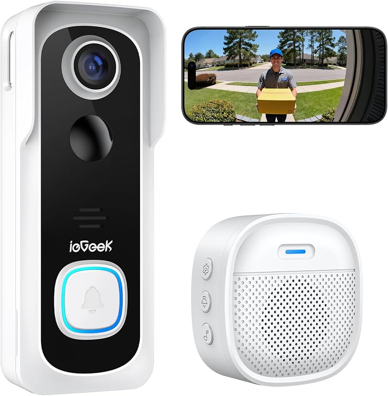 ieGeek Doorbell Camera Wireless 2K HD Video Doorbell with Chime 2.4GHz WiFi