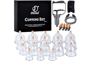 Ditind Cupping Therapy Set, 18 Pcs Cupping Set, Professional Cupping Kit for Massage Therapy, Portable Upgrade Cupping with Case, Pump Suction Cups for Cellulite Muscle Pain Relief Physical Therapy.
