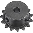uxcell 15 Tooth Roller Sprocket B Type, #25 Chain, Single Strand 1/4" Pitch, 6.35mm Bore Black Oxide C45 Carbon Steel with Set Screws for ISO 04C
