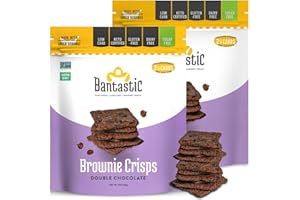 Bantastic Double Chocolate Brownie Crisps 2-Pack – Thin, Crispy & Crunchy Sugar-Free Snacks, High-Fiber, 3 Oz Ea