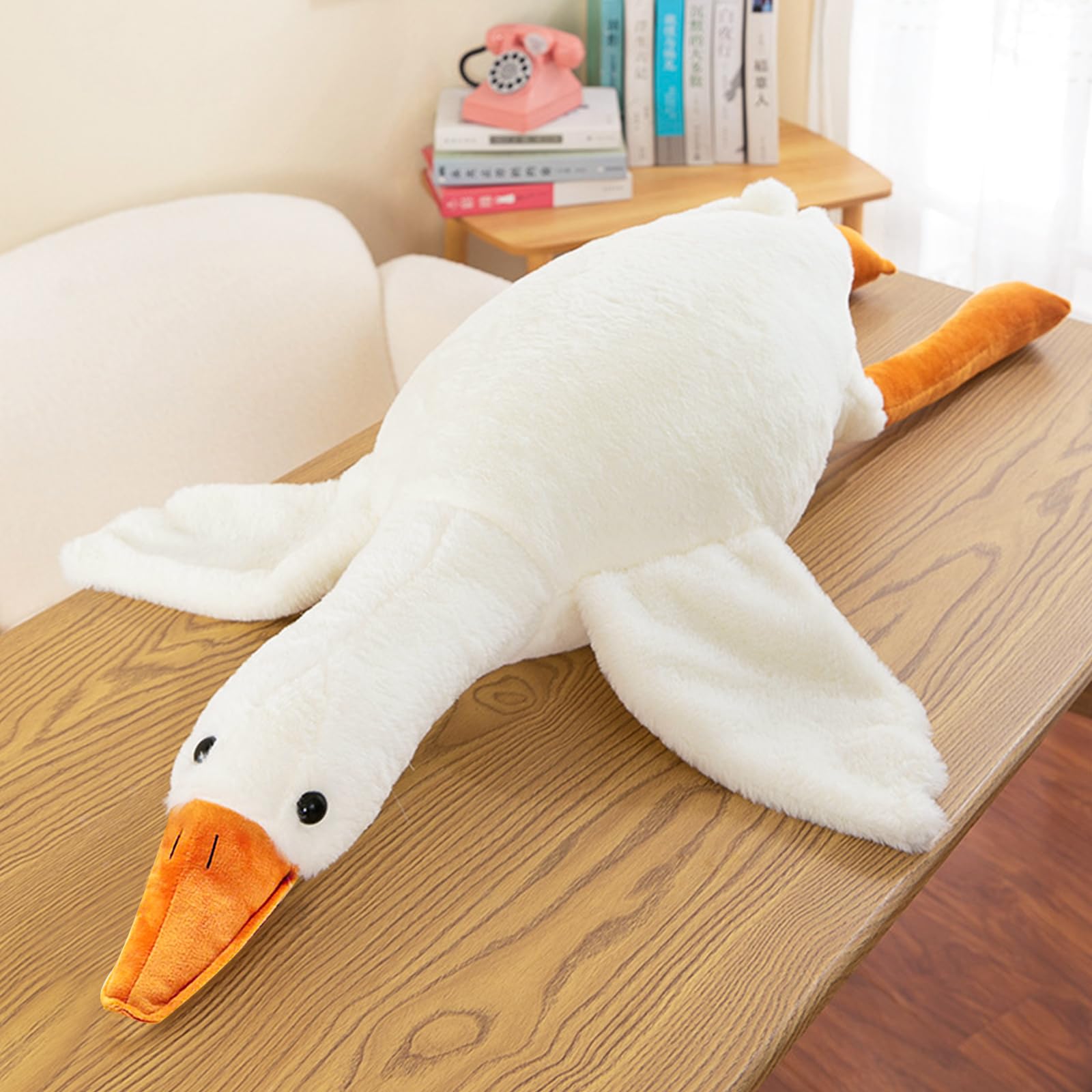 KATIMI 90cm White Goose Stuffed Animal: Large Duck Teddy, Removable Duck Plush Pillow for Office, Home, Travel, Room, Pillow, Cushion, Gifts for Friends