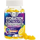 Hydration Electrolyte Gummies - Daily Liquid Replenisher Gummy - Electrolyte Multiplier with Minerals, Potassium & Real Salt - Vegan, Non-GMO - Tasty Lemon Flavor Hydration Electrolytes - 60 Gummies