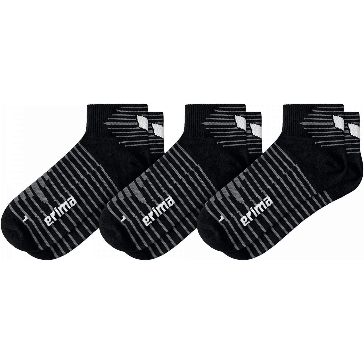 Erima Kids 3-Pack Short Socks Sports Socks - Black, 31-34
