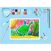 Silicone Painting Mat,20"X16"Large Silicone Art mat, Art Mat with Cup, Easy Clean up, Protects Surfaces Perfectly. for Paint, Color, Play with Clay/Play Dough.(Blue)