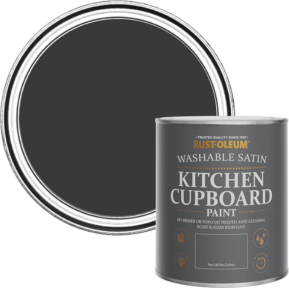 Rust-Oleum Black Kitchen Cupboard Paint Satin 750ml Scrubbable