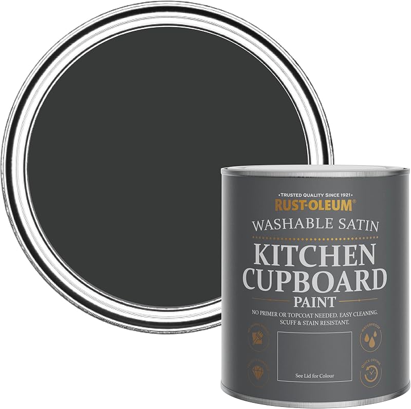 Rust-Oleum Black Kitchen Cupboard Paint Satin 750ml Scrubbable