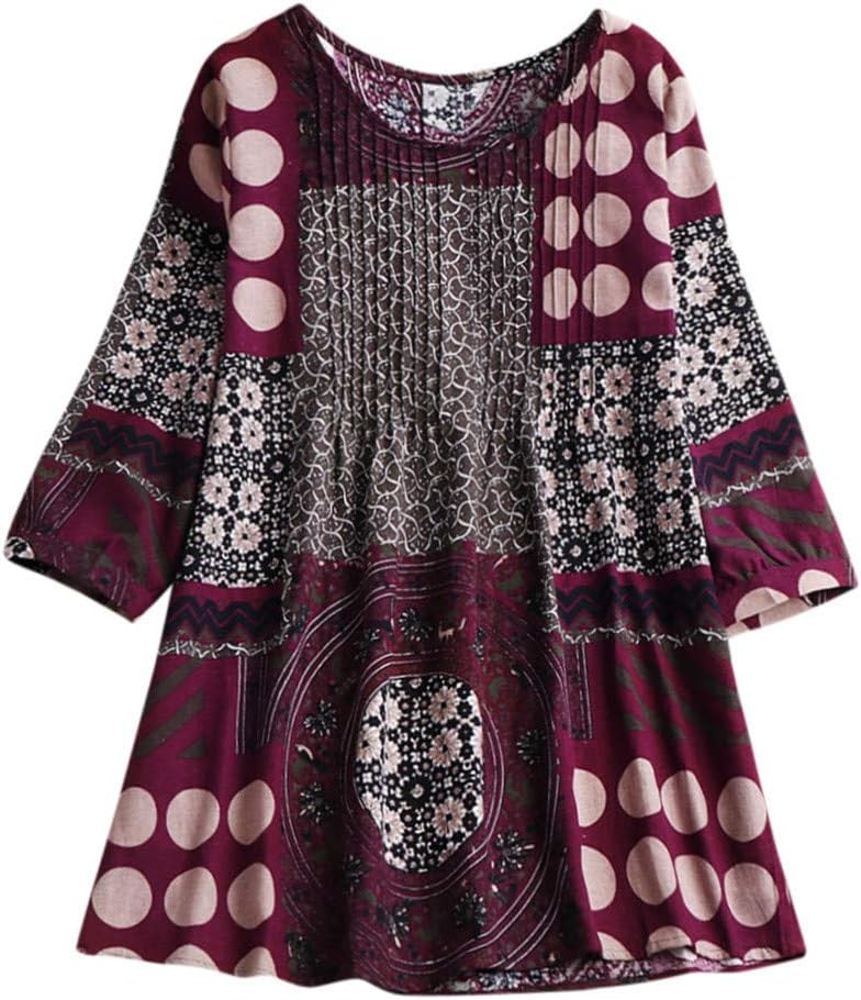 Lazzboy Tops T Shirt Women Boho Ethnic V-Neck UK 8-22 Oversized Plus Size Holiday Hippie Swing Tunic Blouse(,)