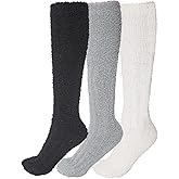 Yookat 3 Pairs Long Fuzzy Socks for Women Knee High Fluffy Soft Warm Stocking Winter Long Stockings