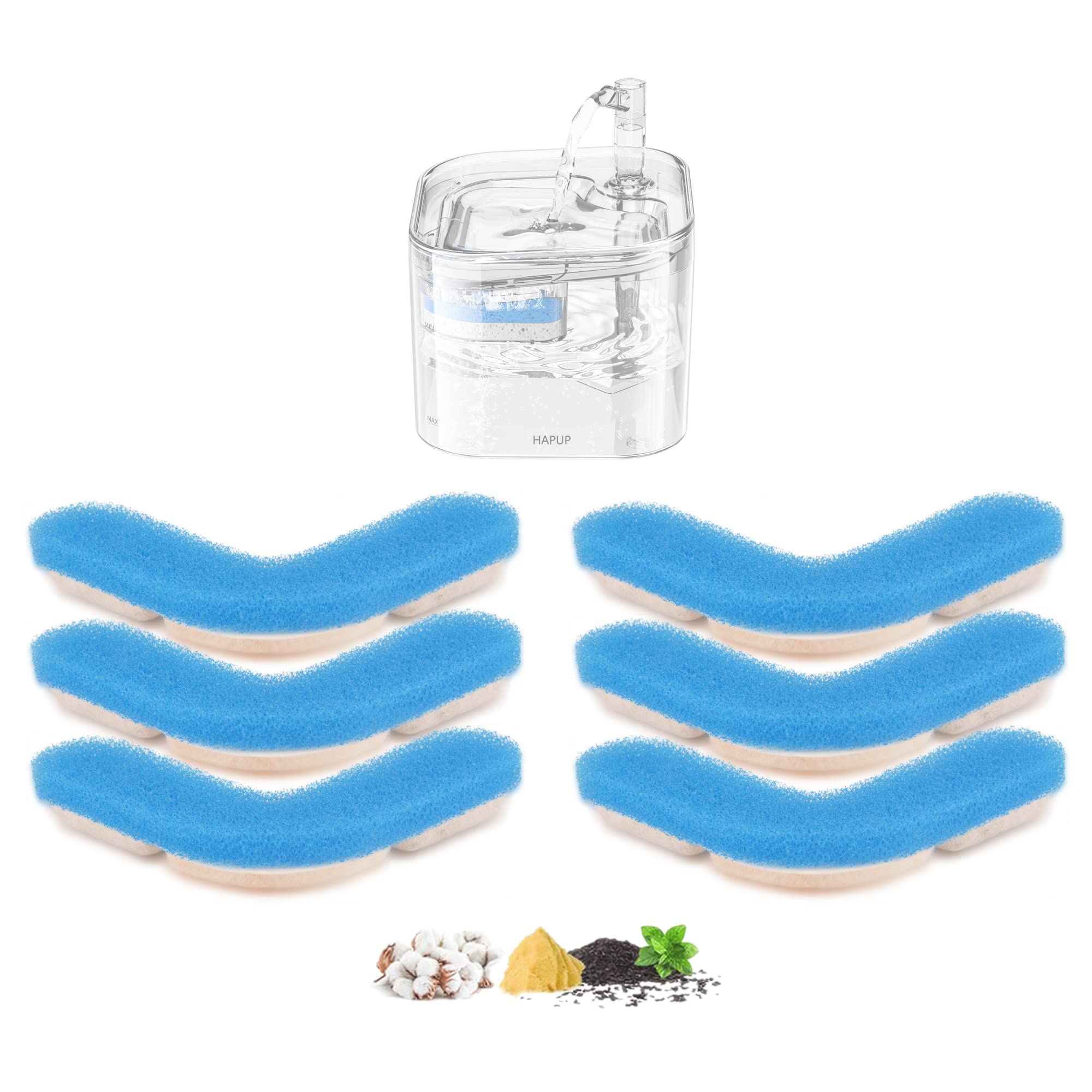 Cat Water Fountain Filter Replacement Upgrade Cat Fountain Filter L-Shaped Washable Animal Water Fountain Filters with 4 Filtration System for HAPUP Kitty Spout Cat Fountain Square 2.2L