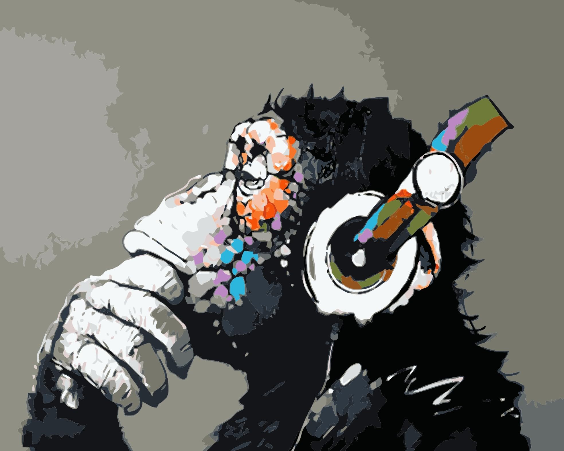 Fokenzary DIY Paint by Numbers Oil Painting Canvas for Kids or Adults Beginner with Brushes and Acrylic Paints Frameless(40x50cm Monkey)