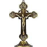 Needzo Budded Standing Crucifix, Ornate Catholic Christian Cross with Twelve Apostles, Home and Office Décor, Gift Boxed, 6 Inches Tall