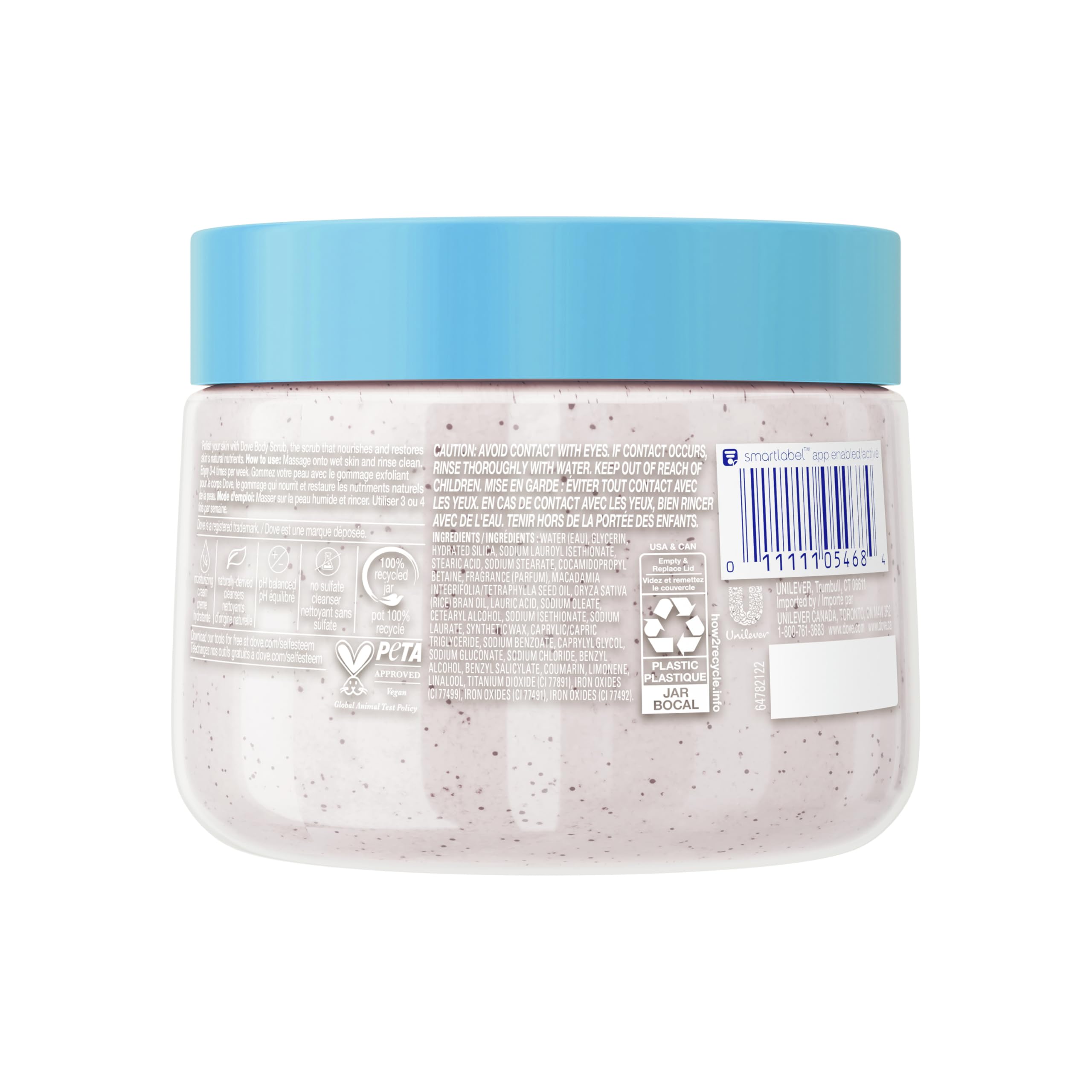 Dove Scrub Macadamia Rice Milk Body Scrub Exfoliates and Deeply Nourishes for Smooth, Radiant Skin 15 oz