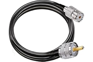 UHF PL259 Cable RG58 6.6ft(2M) TUOLNK PL259 SO239 Male to Female Extension Cable Low Loss CB Coax Cable Black for Two Way Rad
