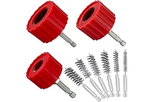 GENERIC Heavy Duty Copper Pipe Cleaner & Bore Brush Kit 1/2" & 3/4" & 1" Copper Pipe Cleaner Set for Drill, with 1/4" Hex Shank & 10 Brush Blades Plumbing Tools for Removing Rust