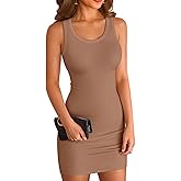 VICHYIE Womens Summer Tank Dress Scoop Neck Ribbed Sleeveless Bodycon Mini Slim Fitted Pencil Dresses