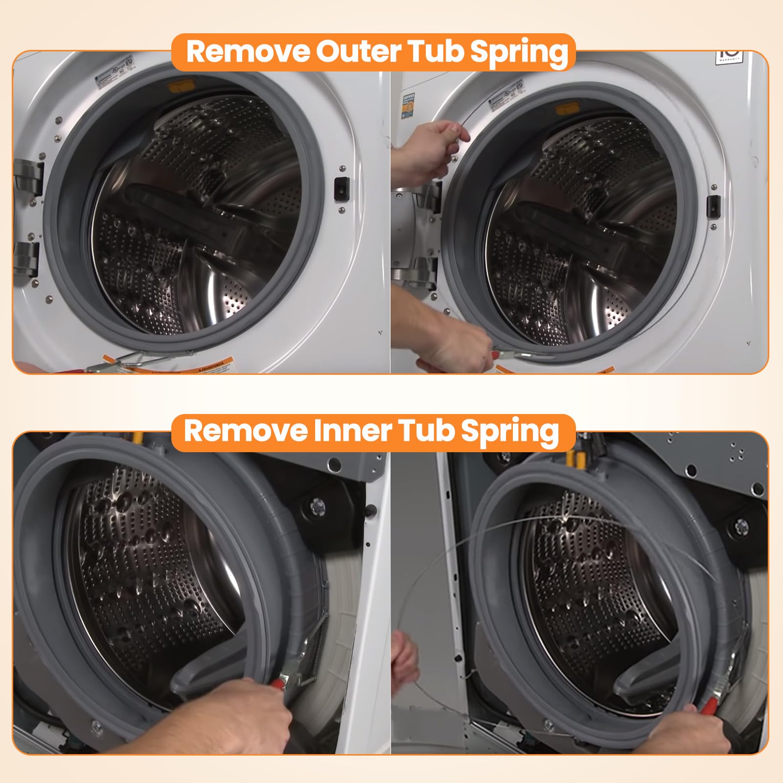 383EER4004A/383EER4001A Washer Spring Expansion Removal Tool for LG Samsung Whirlpool and Kenmore 4986ER0004F/B/G Washing Machine Inner Outer Door Boot Seal Spring Clamp Removal Tool