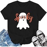 LBP Halloween Spooky Shirt for Women Halloween Ghost Party Night T-Shirt Fall Spooky Tee Tops