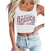 American Flag Crop Tank Tops Women 4th of July Patriotic T Shirt Girls USA Flag Stars Stripes Graphic Cami Tops