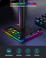 Hcman RGB Headphone Stand 2 USB Type C LED Gaming Headset Holder for PC Desk view 6