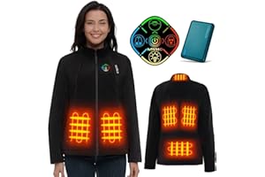 KOVNLO Heated Jackets for Women, Smart Controller with Light Out Design, Soft Fleece Electric Heating Coat with Battery Pack