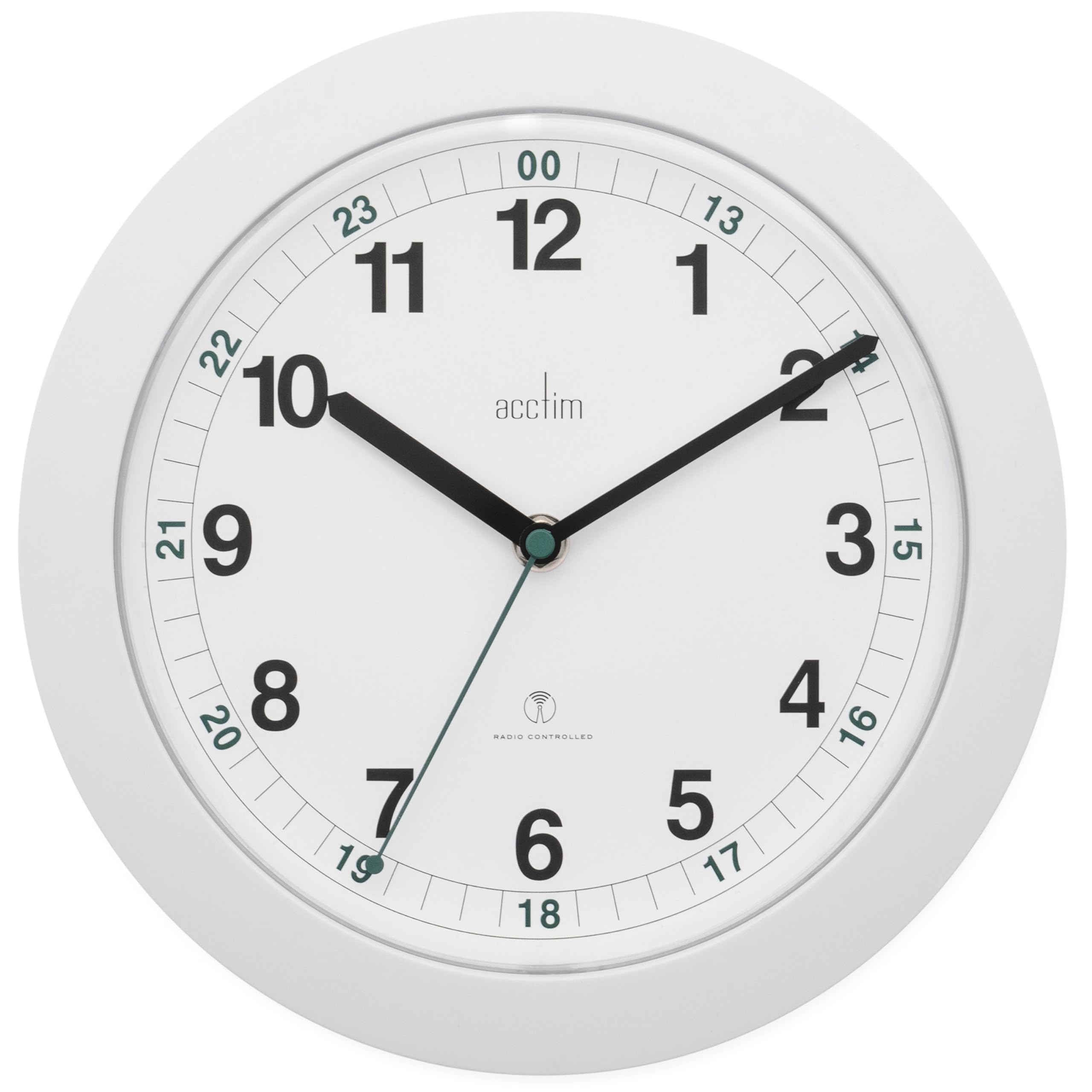 Acctim Milan Wall Clock Radio Controlled 12/24 Hour Dial 25cm White 93/723RC