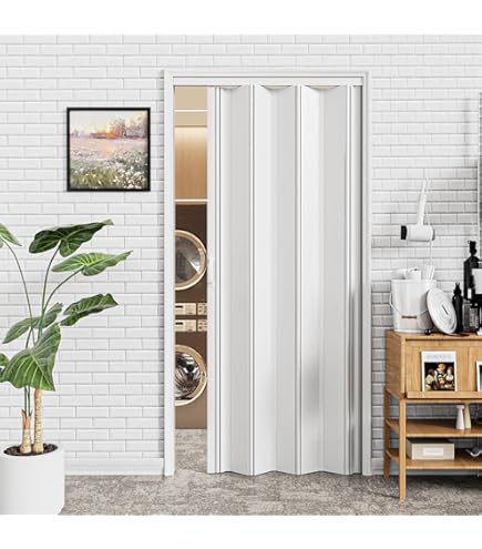 Accordian Door 36Ã—80in PVC Waterproof Accordion Door, Light