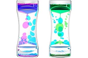 FKYTION Liquid Motion Bubbler Timer Pack of 2 Great Desktop Colorful Hourglass Liquid Bubbler Small Calming Relaxing Toys Sensory Anxiety Autism ADHD Fidget Toys