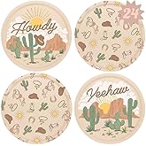 xo, Fetti Western Rodeo Paper Plates - 24 pk, 9" | Cowboy Birthday Party Decorations, Howdy Cowgirl Supplies, Yeehaw Western Baby Shower Favors, Wild West Theme Tableware