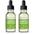 Organic Castor Oil Eyelash Serum By Sky Organics (1oz x 2 Pack) Cold-Pressed, 100% Pure Castor Oil - Dry Skin, Hair Growth, Eyelashes & Eyebrows growth- Caster Oil Lash Enhancer with Mascara Brushes