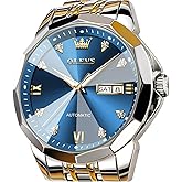 OLEVS Watch for Men Automatic Classic Mechanical Watch Diamond Mirror Stainless Steel Dress Casual Waterproof Day/Date Calendar